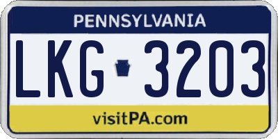 PA license plate LKG3203