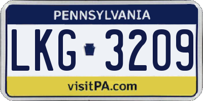 PA license plate LKG3209