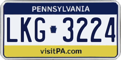 PA license plate LKG3224