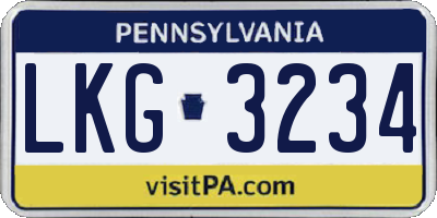 PA license plate LKG3234