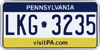 PA license plate LKG3235