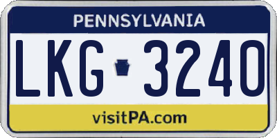 PA license plate LKG3240