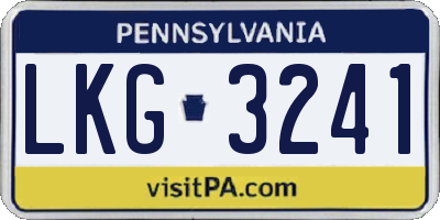 PA license plate LKG3241