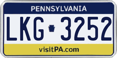 PA license plate LKG3252