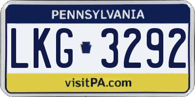 PA license plate LKG3292