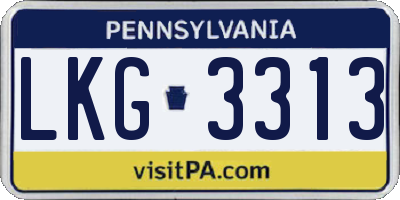 PA license plate LKG3313