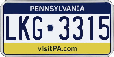 PA license plate LKG3315