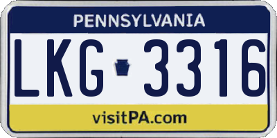 PA license plate LKG3316