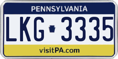 PA license plate LKG3335