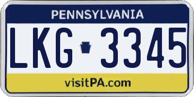 PA license plate LKG3345