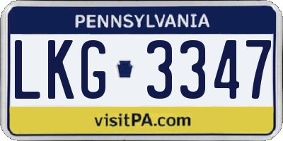 PA license plate LKG3347