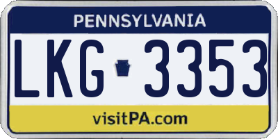 PA license plate LKG3353