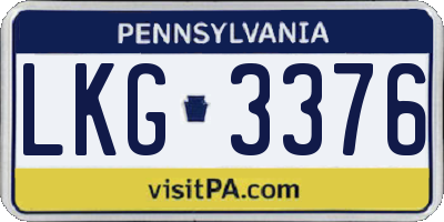PA license plate LKG3376