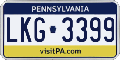 PA license plate LKG3399