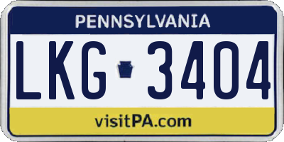 PA license plate LKG3404