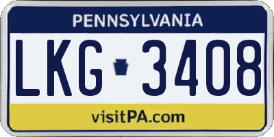 PA license plate LKG3408