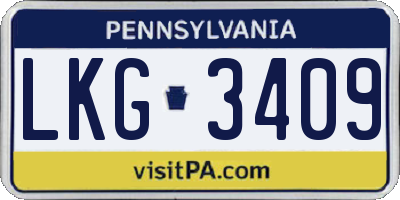 PA license plate LKG3409