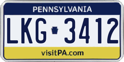 PA license plate LKG3412