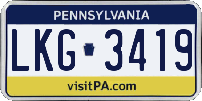 PA license plate LKG3419