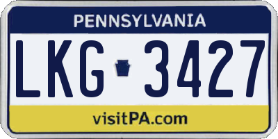 PA license plate LKG3427
