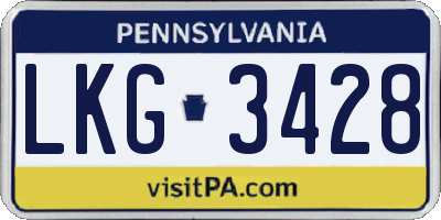PA license plate LKG3428