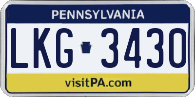 PA license plate LKG3430
