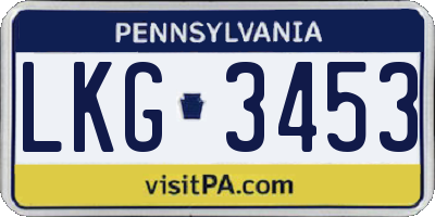 PA license plate LKG3453