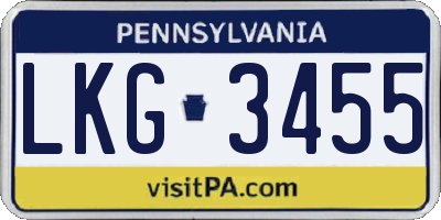 PA license plate LKG3455