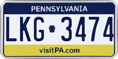 PA license plate LKG3474