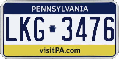 PA license plate LKG3476