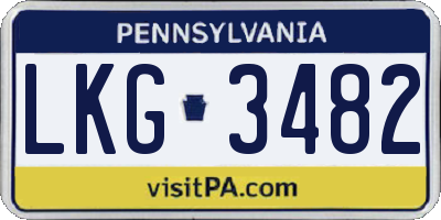 PA license plate LKG3482