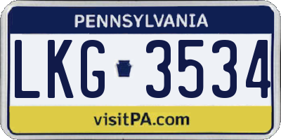 PA license plate LKG3534