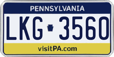 PA license plate LKG3560