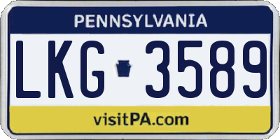 PA license plate LKG3589
