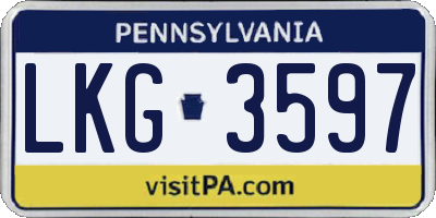 PA license plate LKG3597
