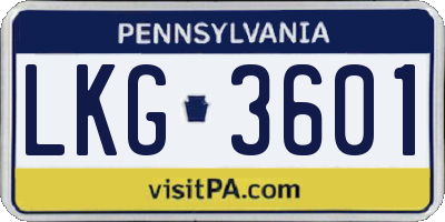 PA license plate LKG3601