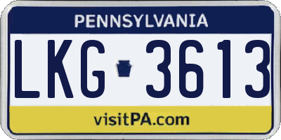 PA license plate LKG3613