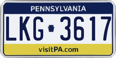 PA license plate LKG3617
