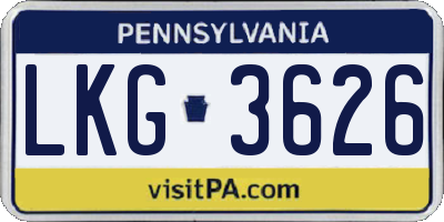 PA license plate LKG3626