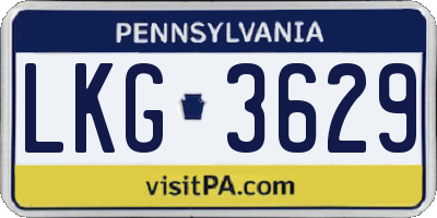 PA license plate LKG3629
