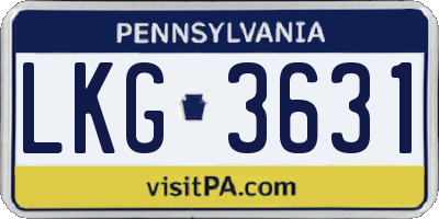 PA license plate LKG3631