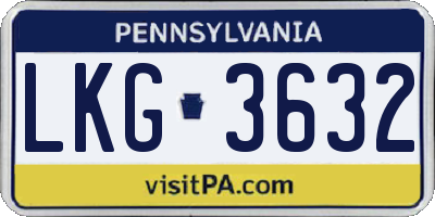 PA license plate LKG3632