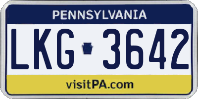 PA license plate LKG3642