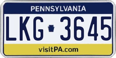 PA license plate LKG3645