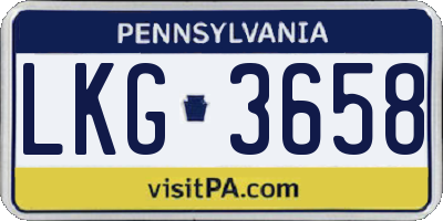 PA license plate LKG3658