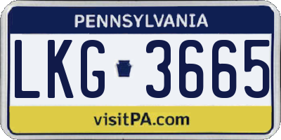 PA license plate LKG3665