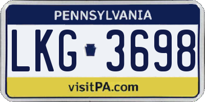 PA license plate LKG3698