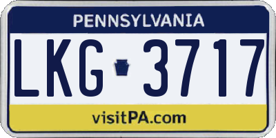 PA license plate LKG3717