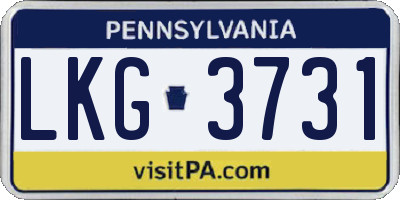 PA license plate LKG3731