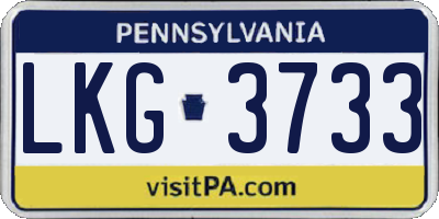 PA license plate LKG3733